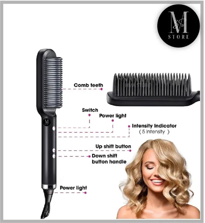 Hair Straightener Brush Curling Comb 2 In 1 Hair