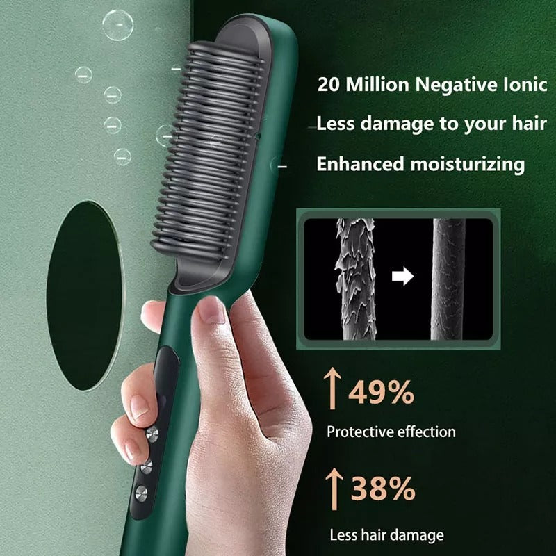 Hair Straightener Brush Curling Comb 2 In 1 Hair